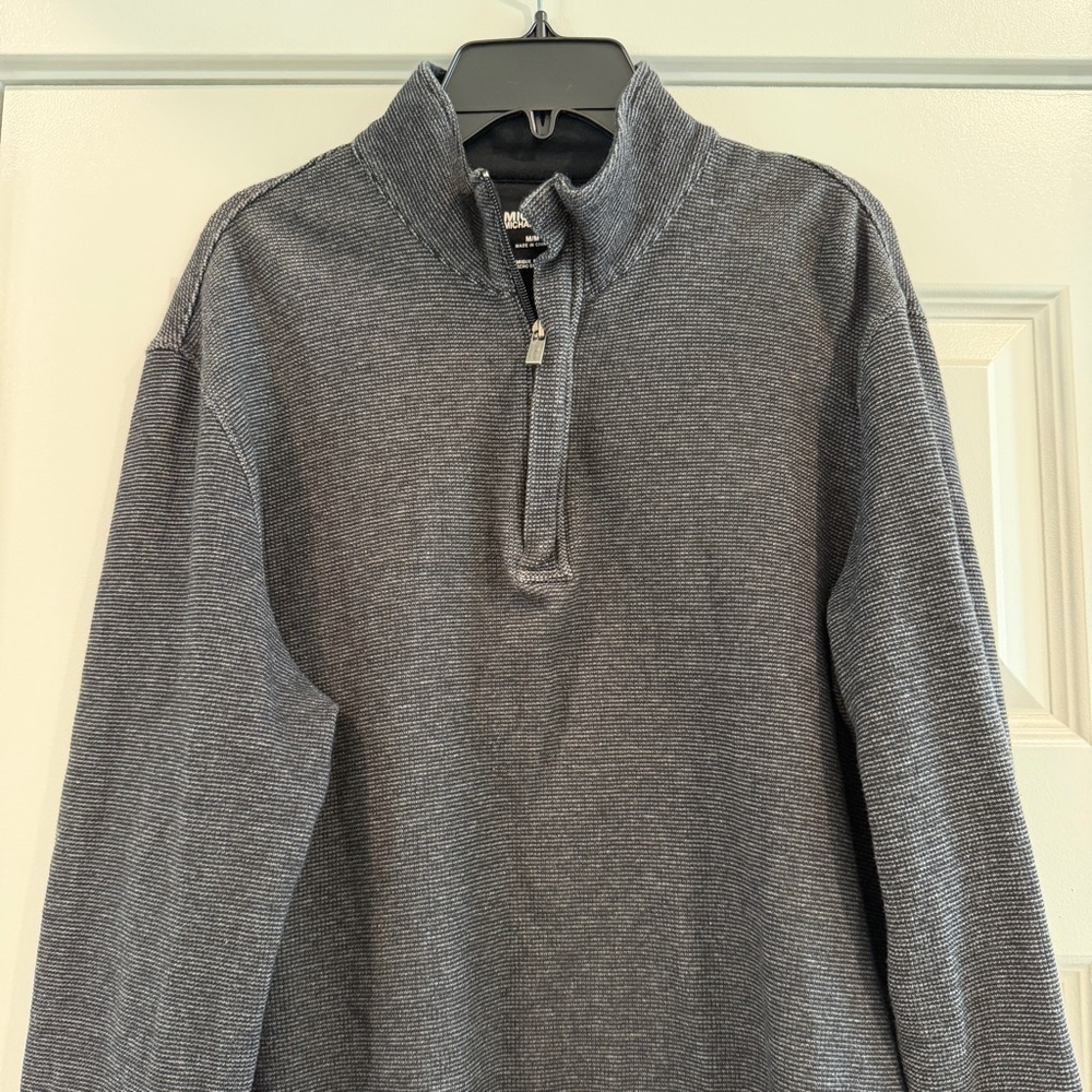 Michael Kors Men’s Sweater Tshirt Quarter Zipper Grey Black Colors sz M